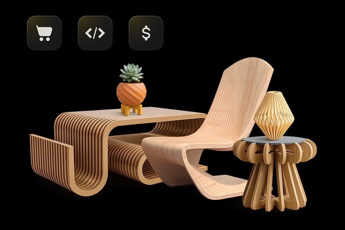 Community marketplace showcasing parametric 3D designs and scripts from global designers