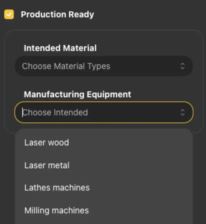 Manufacturing equipment selection