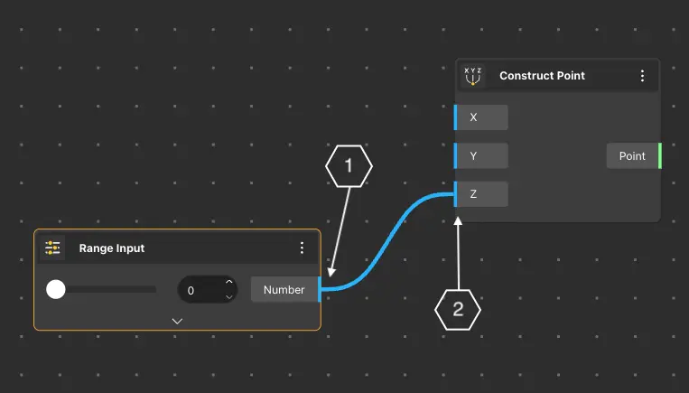 Dragging a wire from an output to an input port