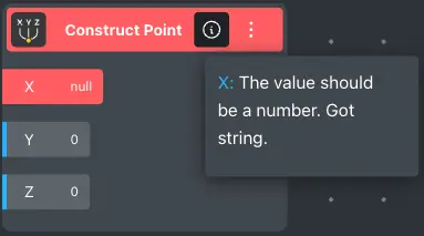 Error diagnostic panel on a node