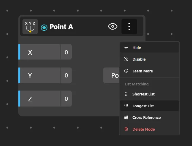 Node menu
